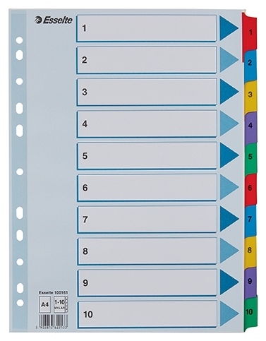 Esselte Registro de cartón Mylar A4 1-10