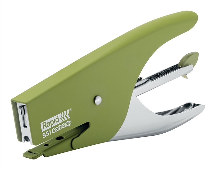 Rapid Grapadora de tenaza S51 con capacidad de 15 hojas, SoftGrip verde