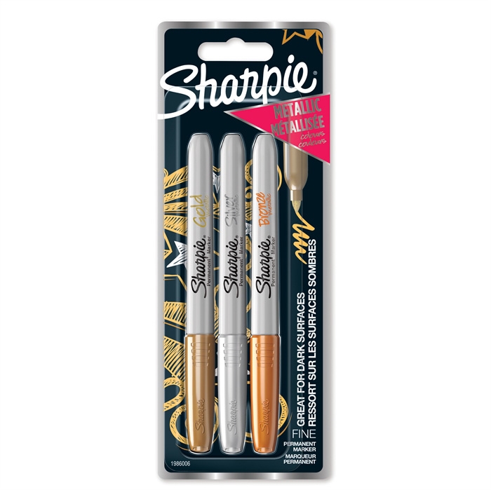 Marcador metálico Sharpie de 1,4 mm surtido en oro/plata/bronce (3)