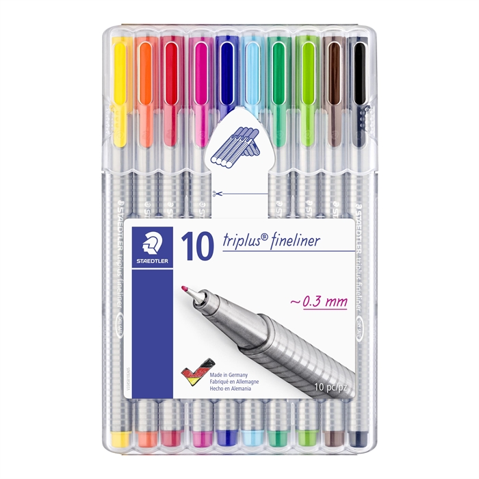 Staedtler Fineliner Triplus 0.3mm assorted (10)