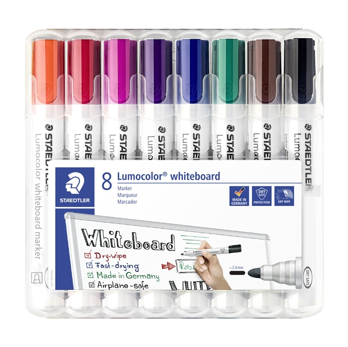 Staedtler WB Marker Lumocolor round 2mm asst (8)