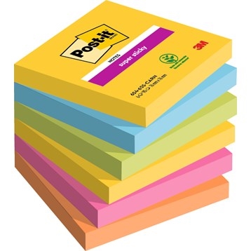 Notas adhesivas 3M Post-it super pegajosas Carnival 76 x 76 mm, - 90 hojas - pack de 6