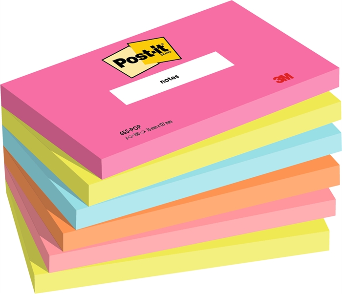 3M Post-it Poptimistic 76 x 127 mm, 100 hojas - paquete de 6