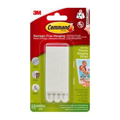 3M Command tiras pequeñas para colgar cuadros, color blanco, 4 x 2 tiras