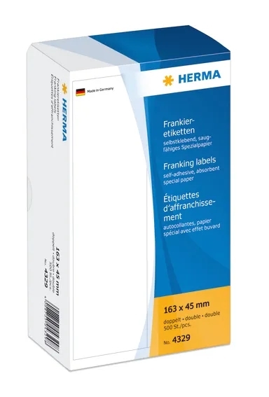 HERMA etiqueta franqueo doble 163 x 45 mm, 500 unidades.