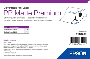 Epson PP Etiqueta Mate Premium, Rollo Continuo, 105 mm x 29 m