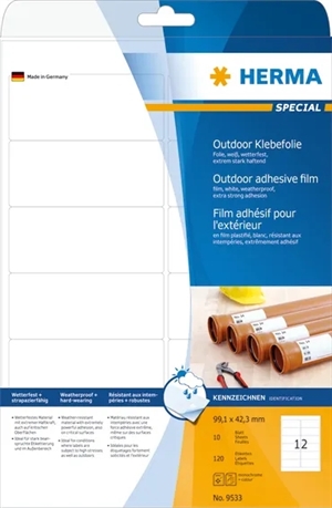 HERMA película de etiquetas extra fuerte 99,1 x 42,3 mm, 120 unidades.