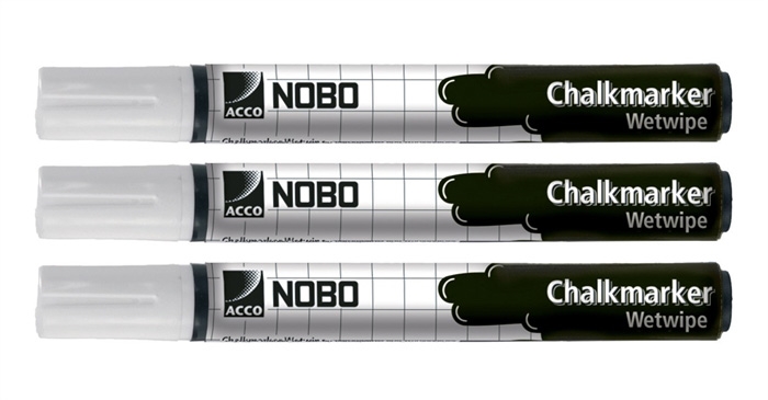 Nobo WB Marcador Charlkmarker para pizarra de vidrio redonda blanco (3)