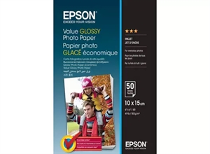 Papel fotográfico Epson Value Glossy 183 g/m2 - 10x15cm - 50 hojas