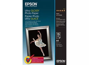 Papel fotográfico ultra brillante Epson 300 g/m² - A4 - 15 hojas