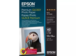 Papel Fotográfico Brillante Premium Epson 255 g/m² - 10x15 cm - 40 arca