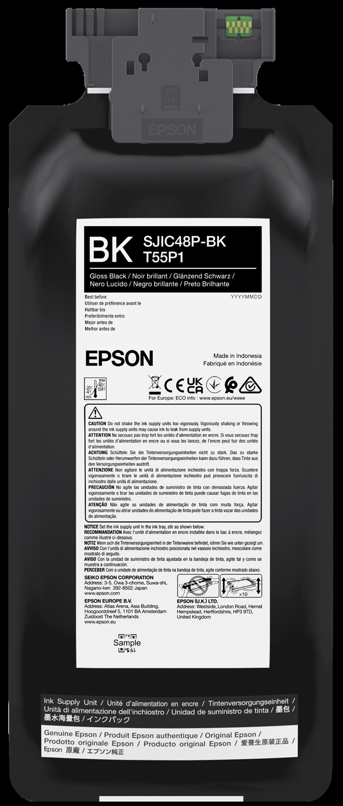 Por favor, traduzca al español:

Epson Black blækpatron til Epson ColorWorks C8000